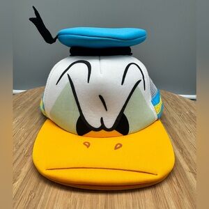 Disney Parks Angry Donald Duck Foam Mesh Trucker Baseball Cap Adult Sz Snap Back